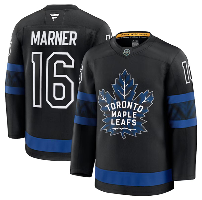 Men's Black Toronto Maple Leafs #16 Mitchell Marner 2024-25 Alternate Stitched Hockey Jersey